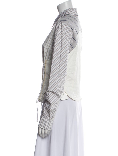 Marine Serre Striped Long Sleeve Button-Up Top