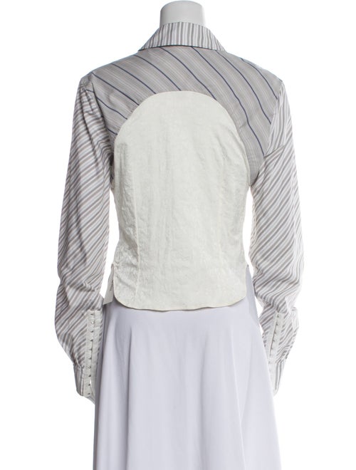 Marine Serre Striped Long Sleeve Button-Up Top