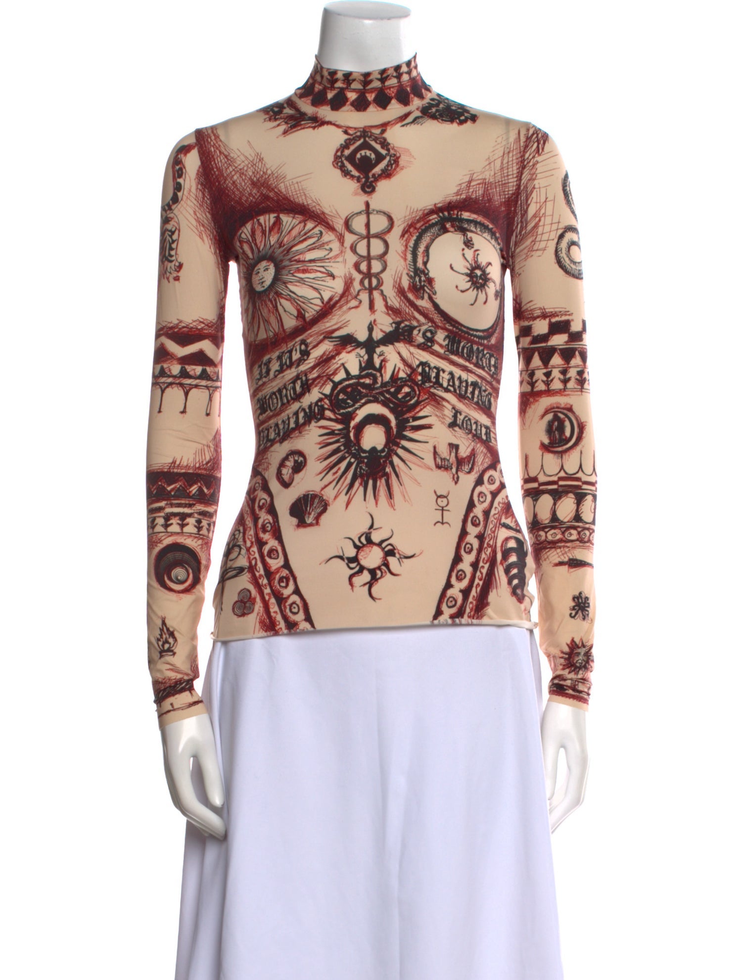 Marine Serre Printed Turtleneck Top