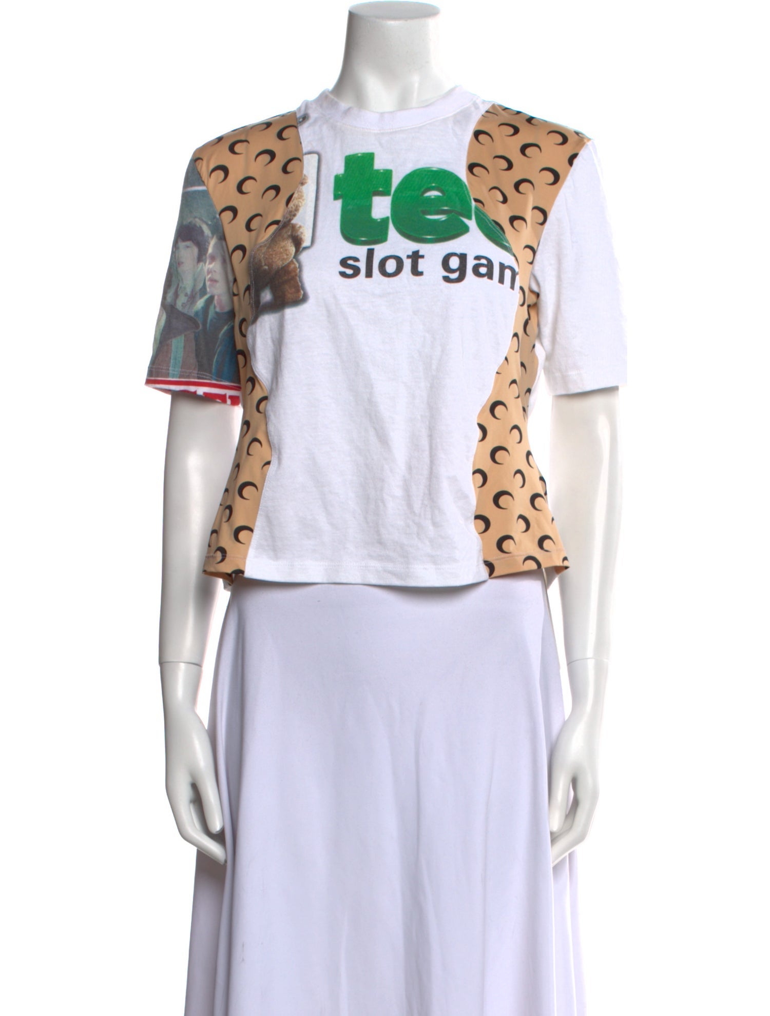 Marine Serre Graphic Print Crew Neck Crop Top