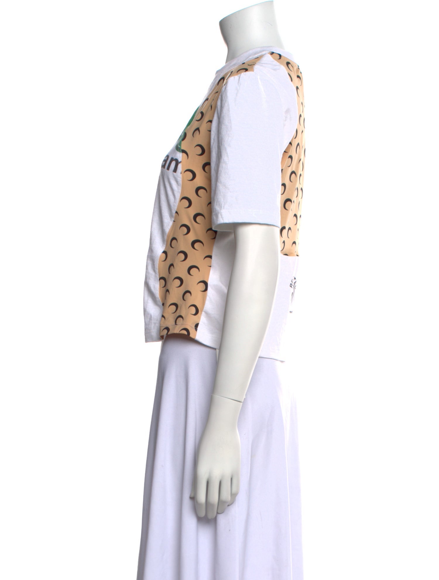 Marine Serre Graphic Print Crew Neck Crop Top