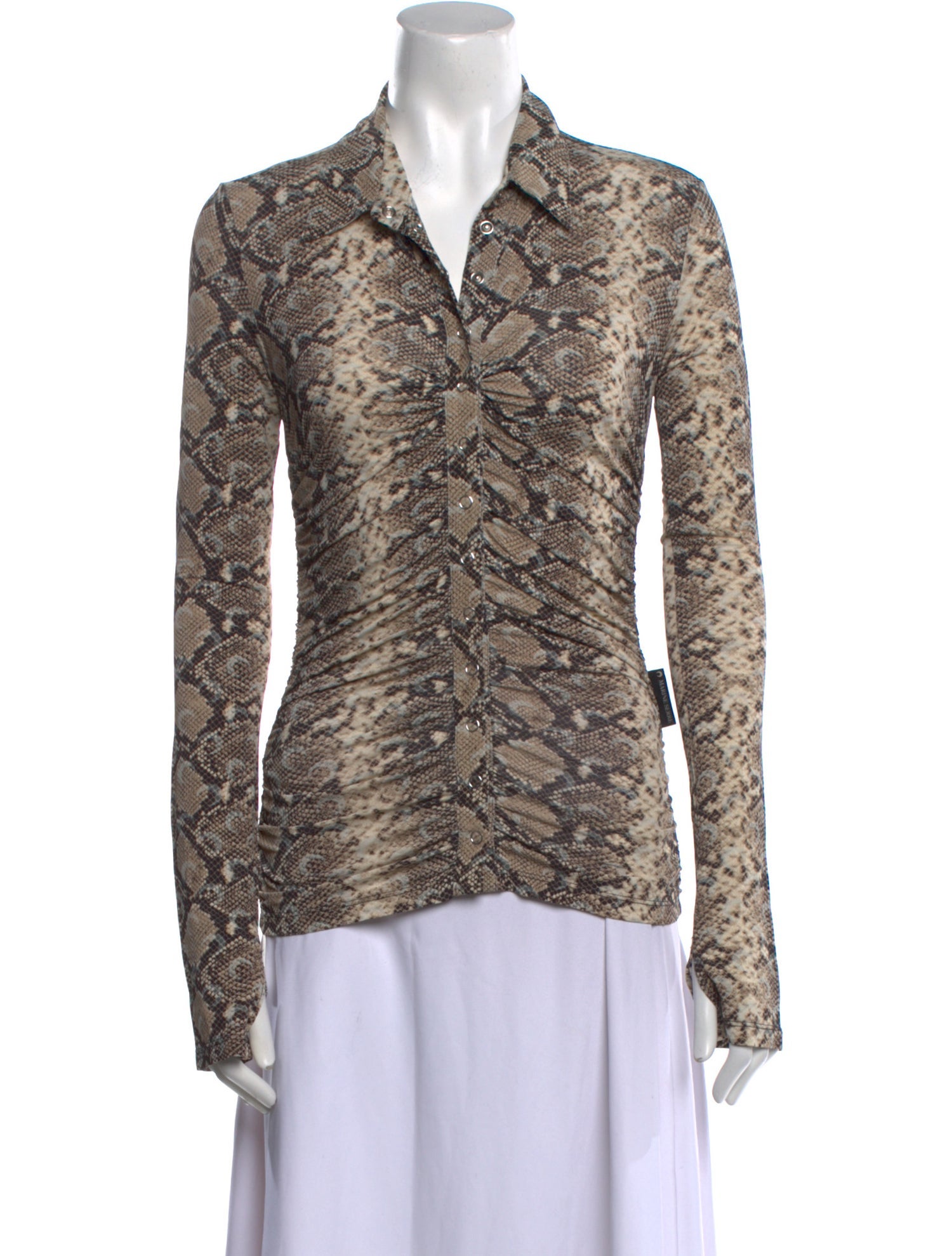 Marine Serre Animal Print Long Sleeve Button-Up Top w/ Tags
