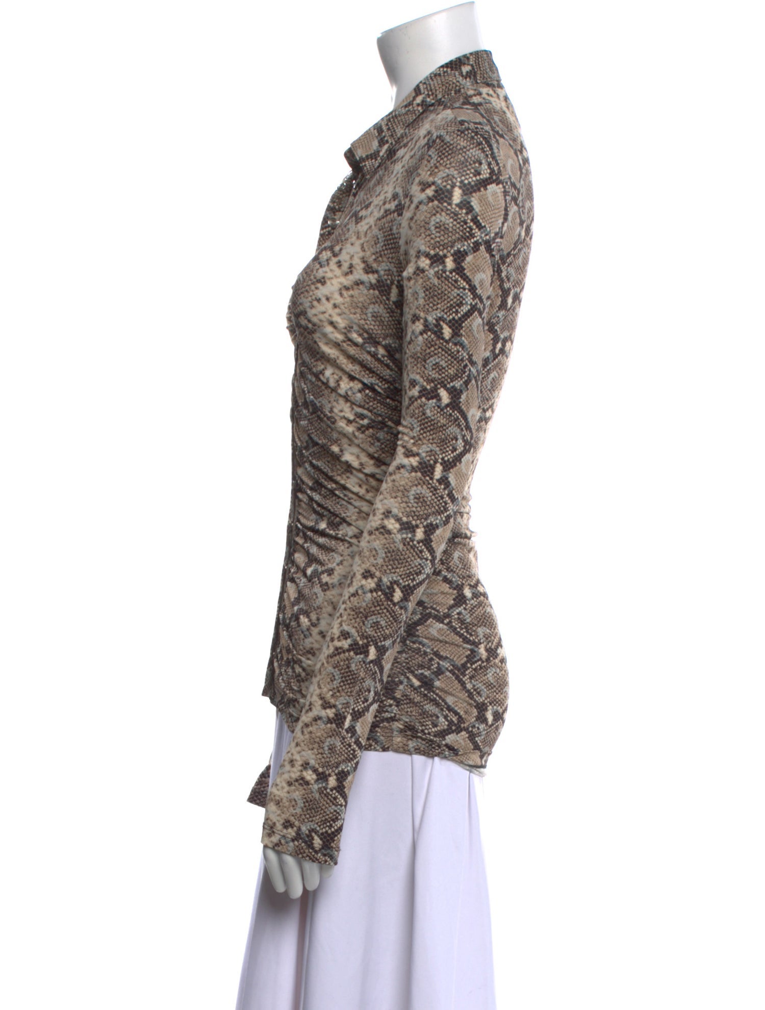 Marine Serre Animal Print Long Sleeve Button-Up Top w/ Tags