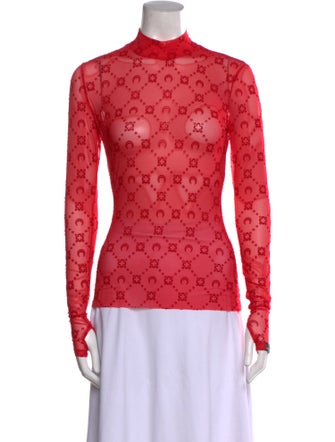 Marine Serre Printed Mock Neck Top