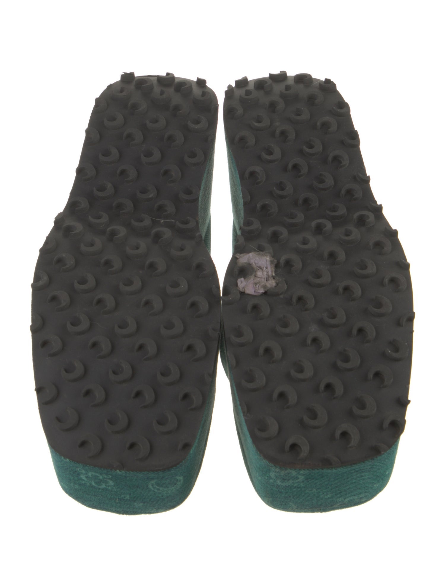 Marine Serre Denim Leather Trim Embellishment Mules