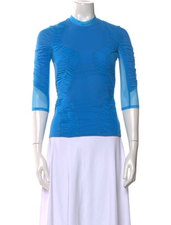 Marine Serre Mock Neck Three-Quarter Sleeve Top