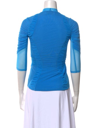 Marine Serre Mock Neck Three-Quarter Sleeve Top