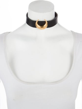 Marine Serre Leather Tin Moon Choker Necklace