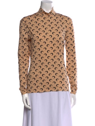 Marine Serre Printed Mock Neck T-Shirt