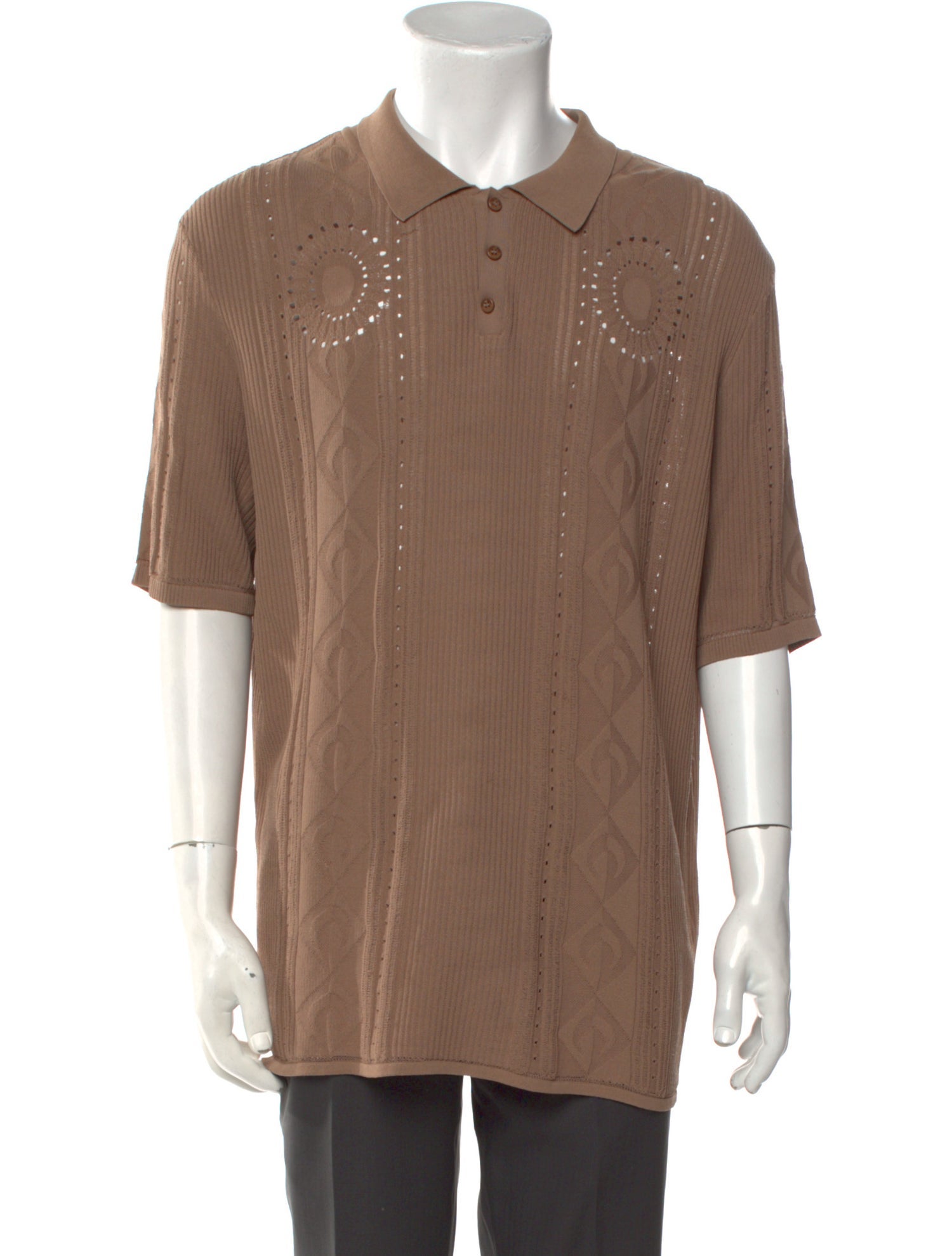 Marine Serre Collar Short Sleeve Polo Shirt