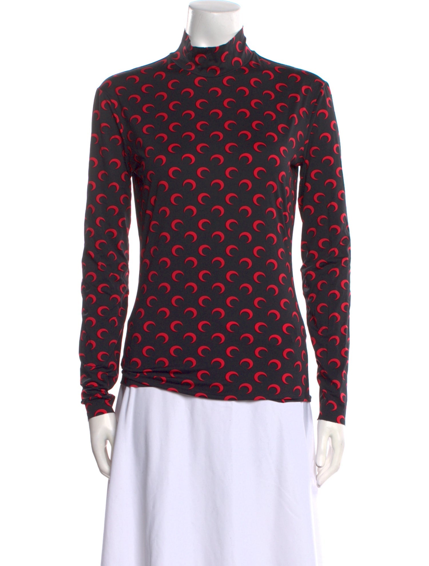 Marine Serre Printed Mock Neck Button-Up Top