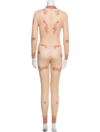 Marine Serre Printed Mock Neck Jumpsuit