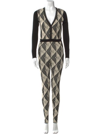 Marine Serre Printed V-Neck Jumpsuit