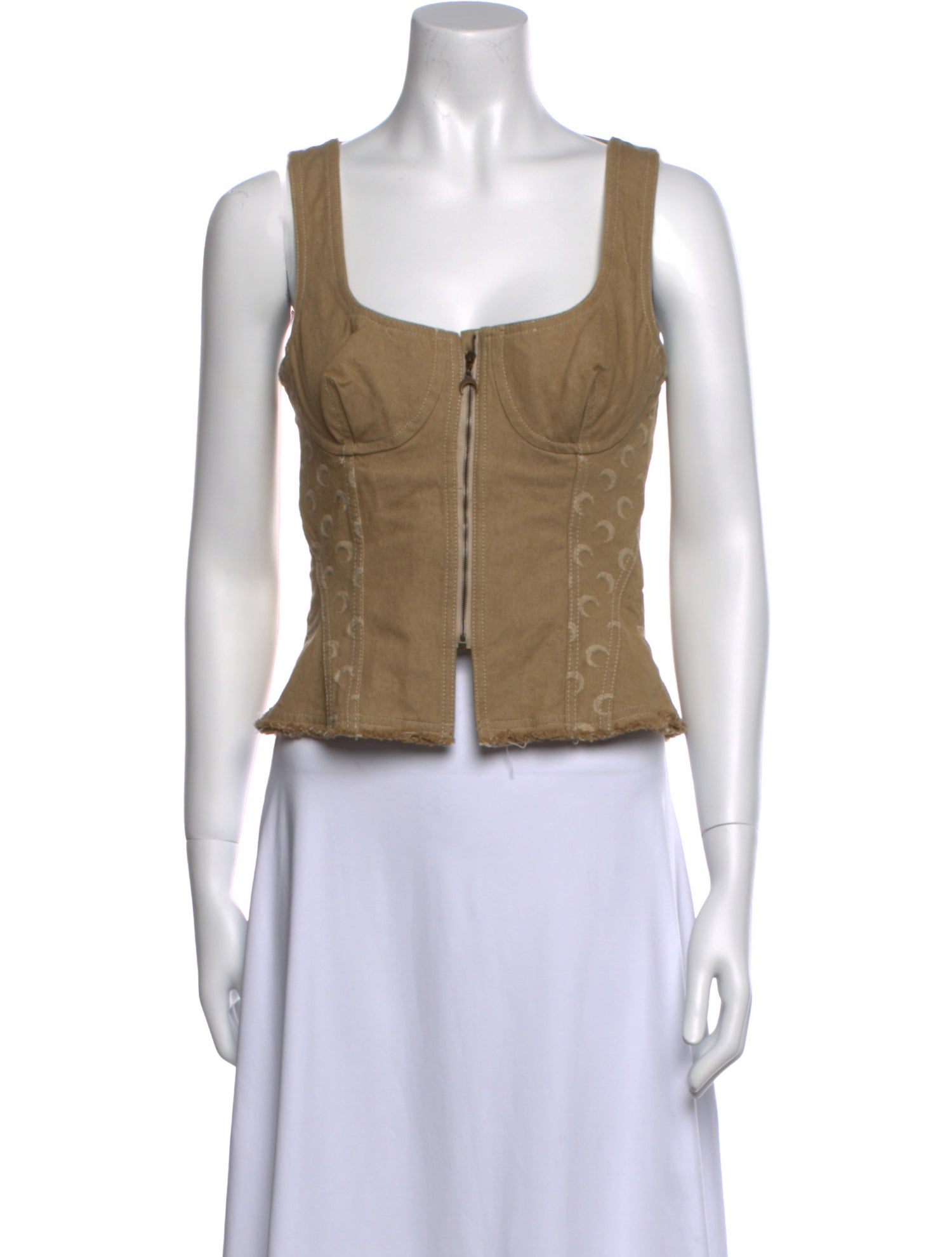 Marine Serre Square Neckline Sleeveless Crop Top