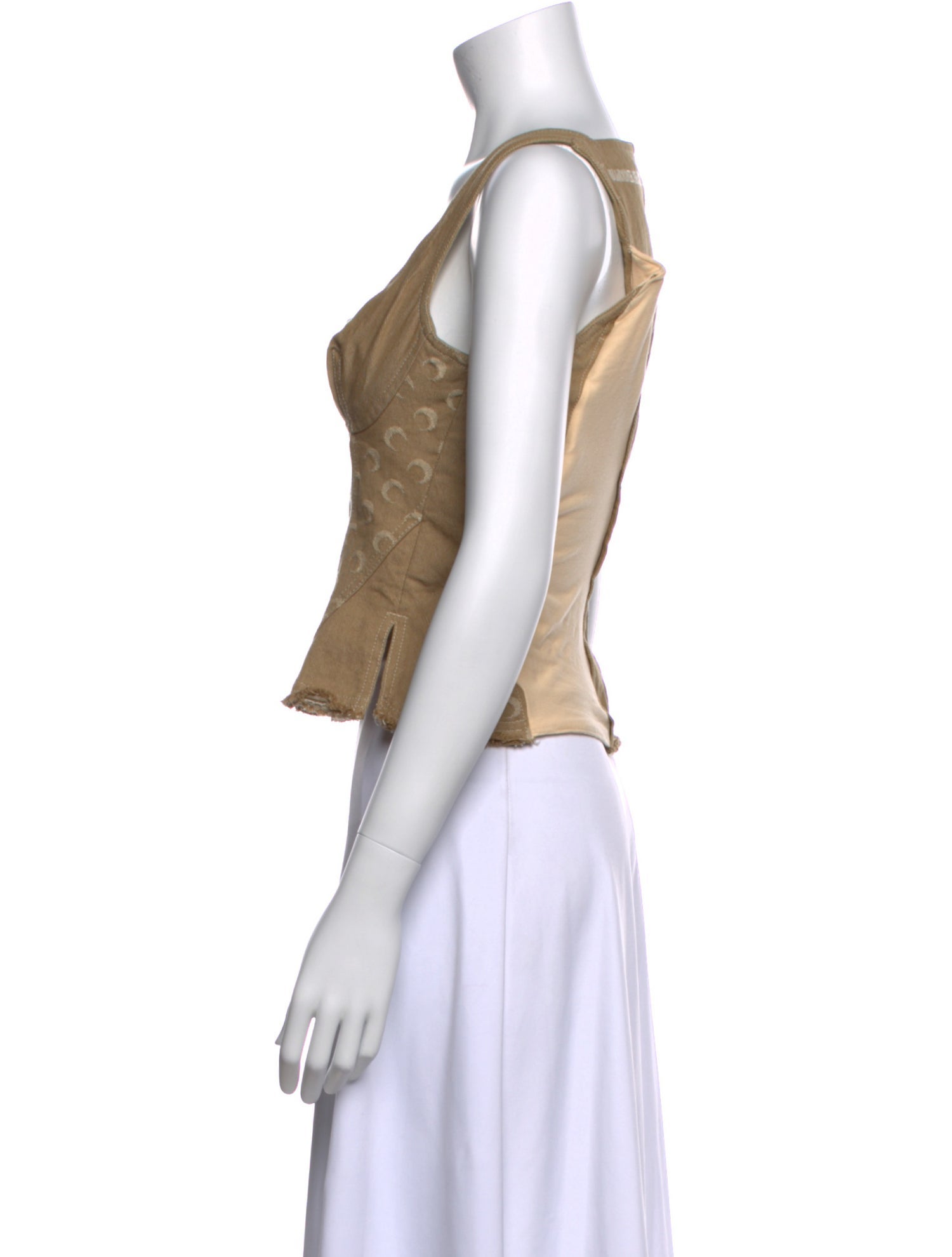 Marine Serre Square Neckline Sleeveless Crop Top