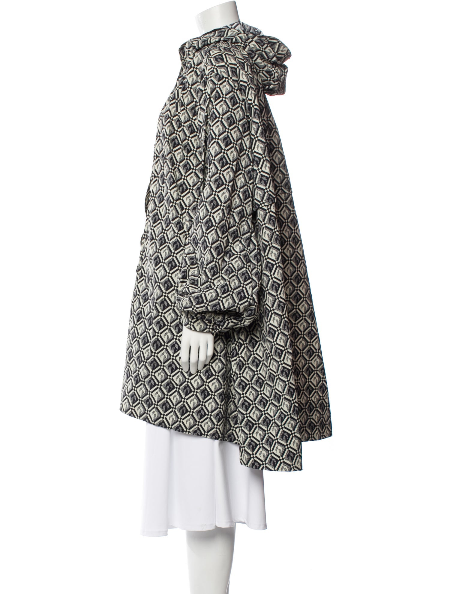 Marine Serre Nylon Floral Print Faux Fur Coat