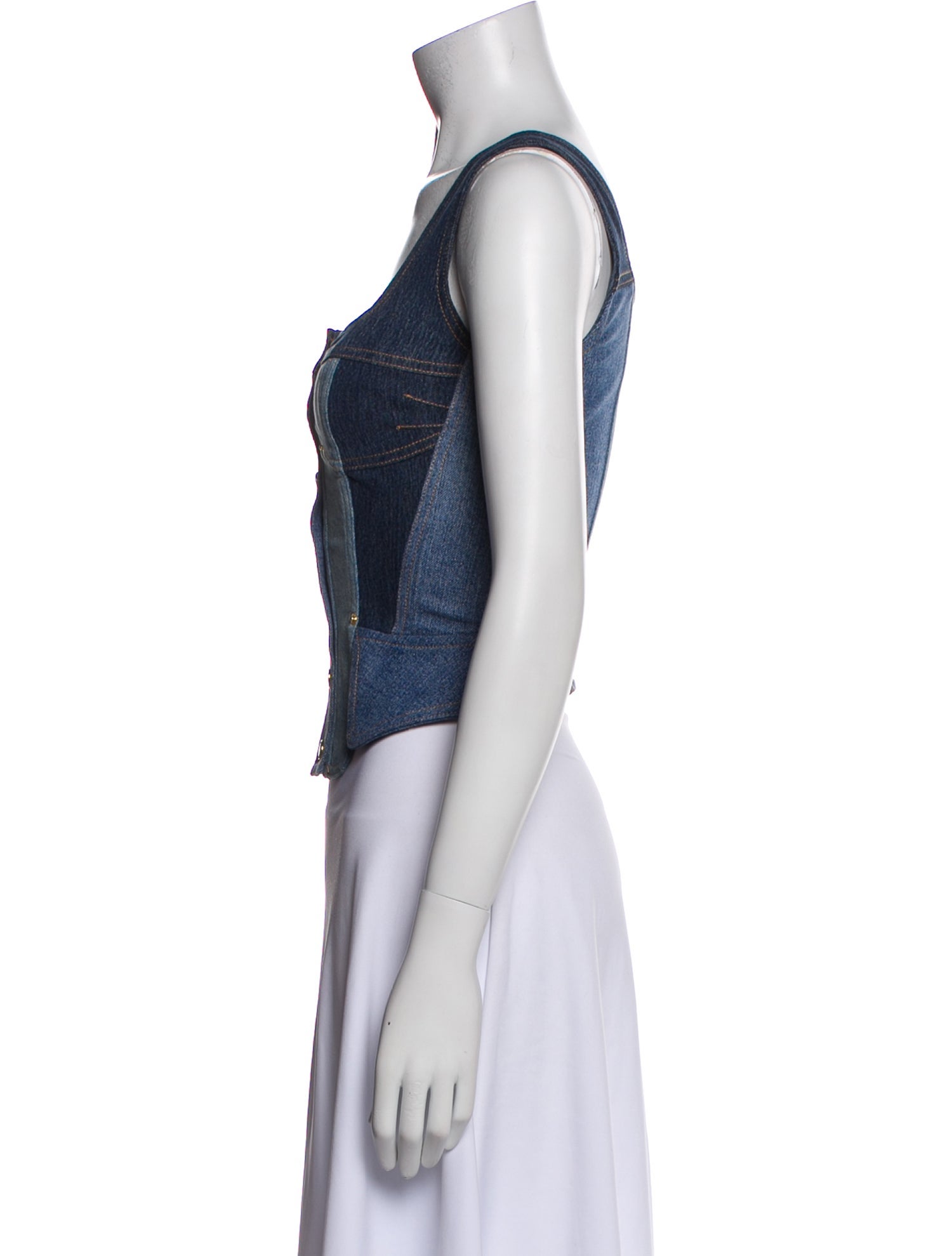 Marine Serre Colorblock Pattern Square Neckline Crop Top