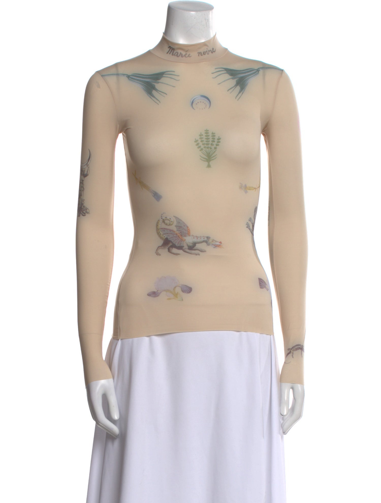 Marine Serre Printed Turtleneck Top