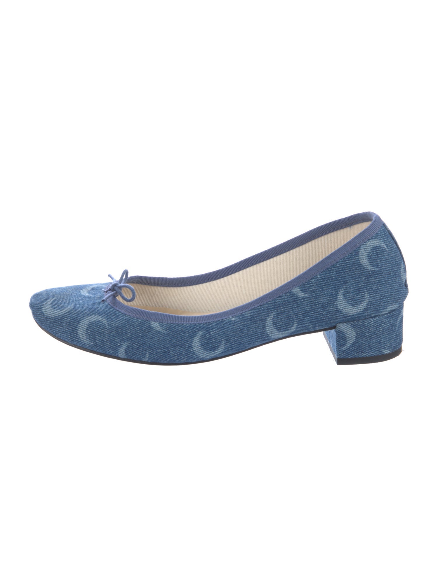 Marine Serre Denim Printed Ballet Flats