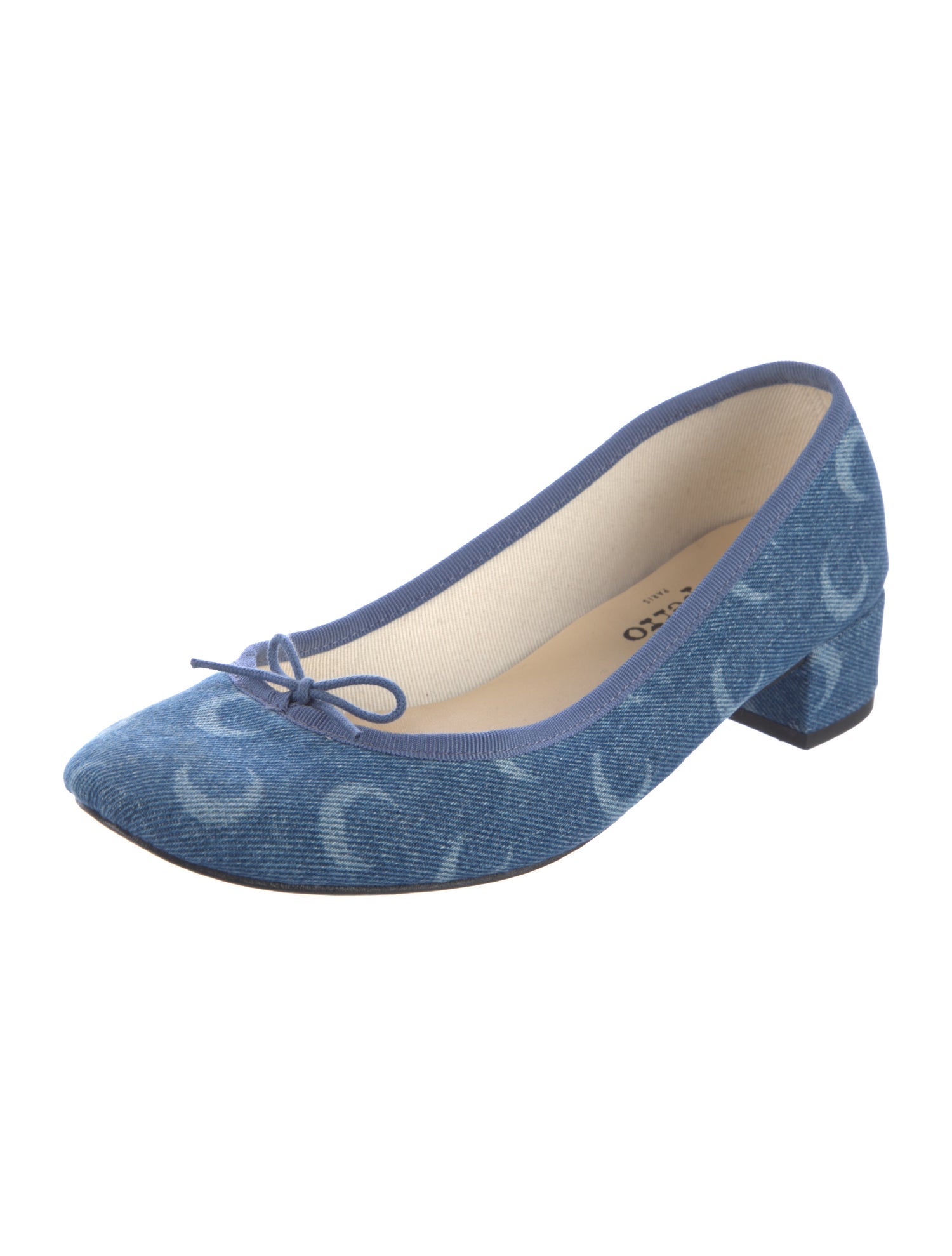 Marine Serre Denim Printed Ballet Flats