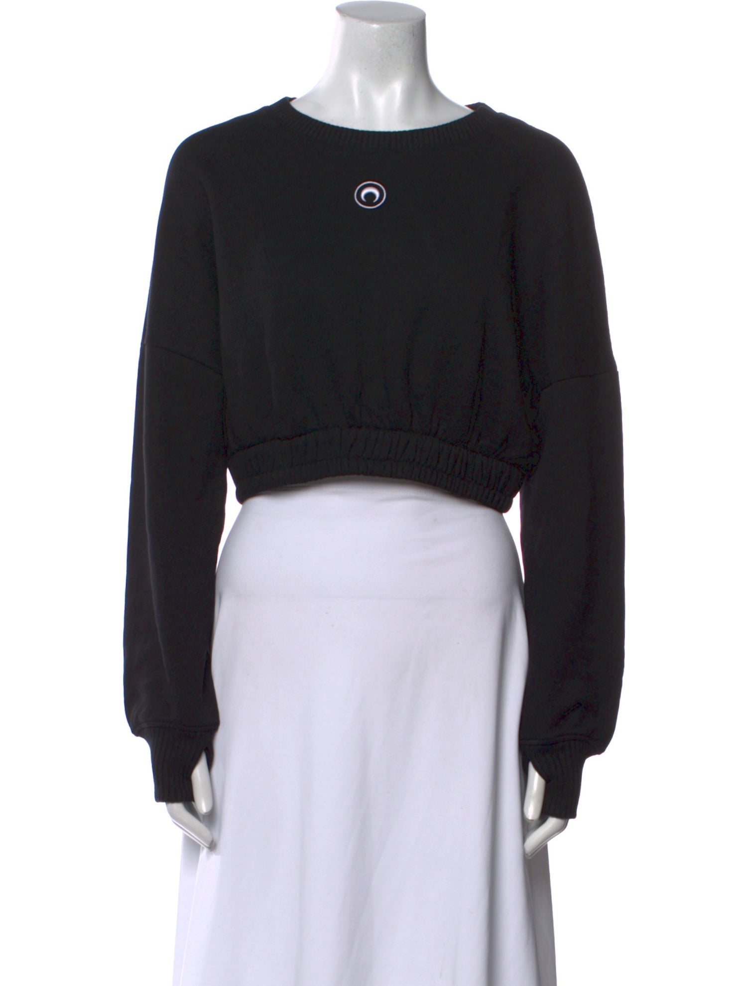 Marine Serre Crew Neck Long Sleeve Crop Top