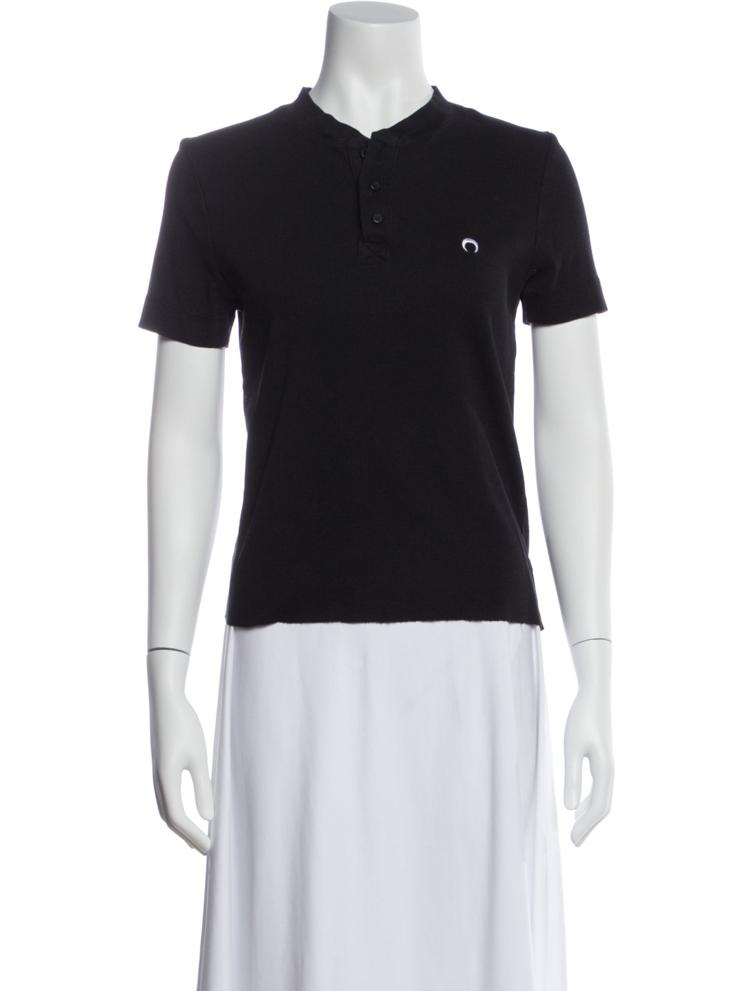 Marine Serre Mock Neck Short Sleeve Polo