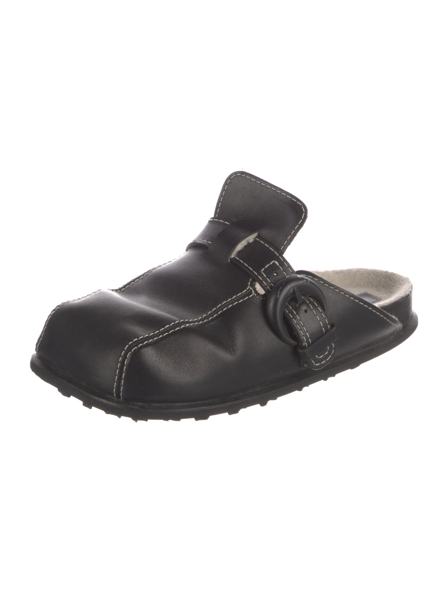 Marine Serre Leather Slippers