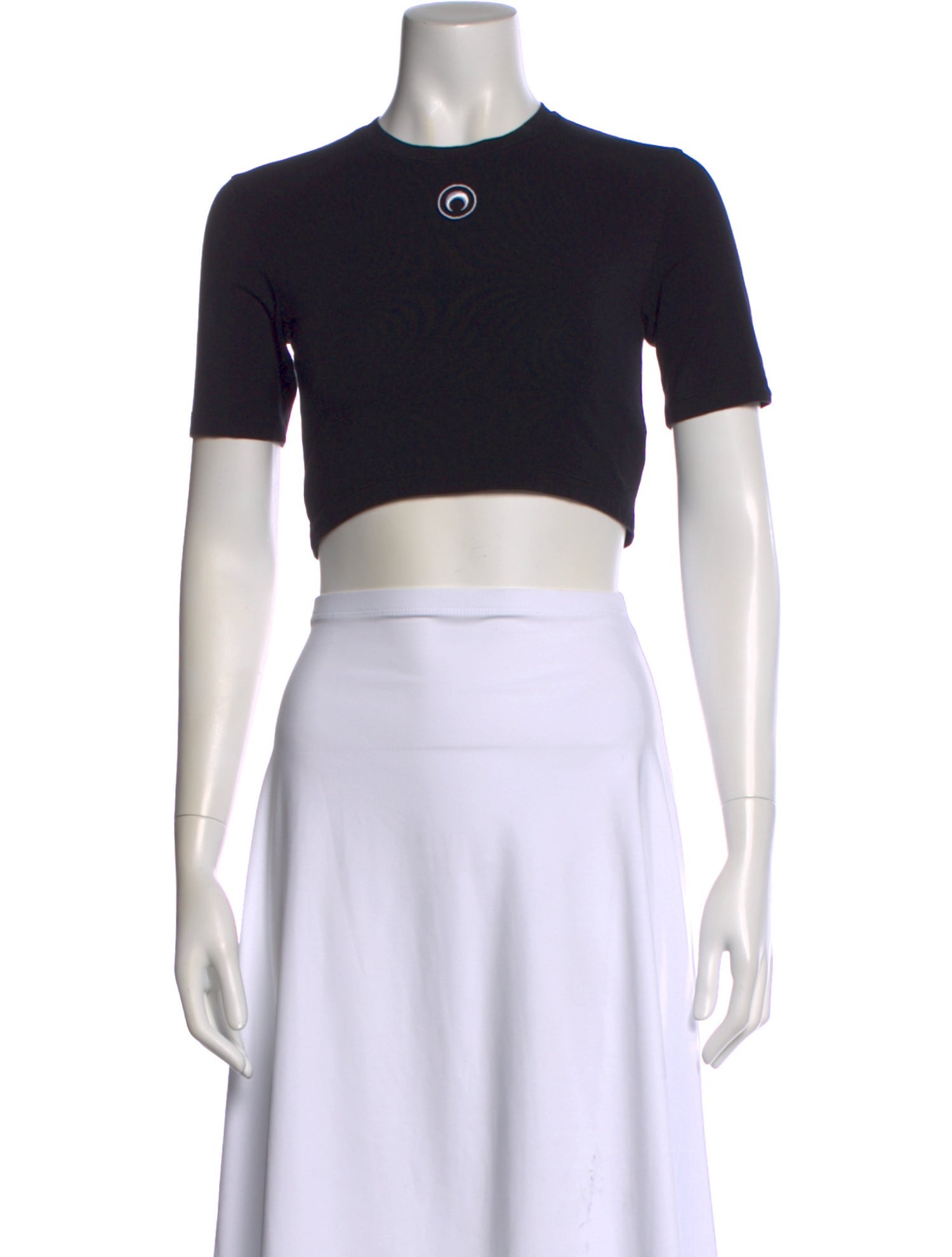 Marine Serre Crew Neck Short Sleeve Crop Top