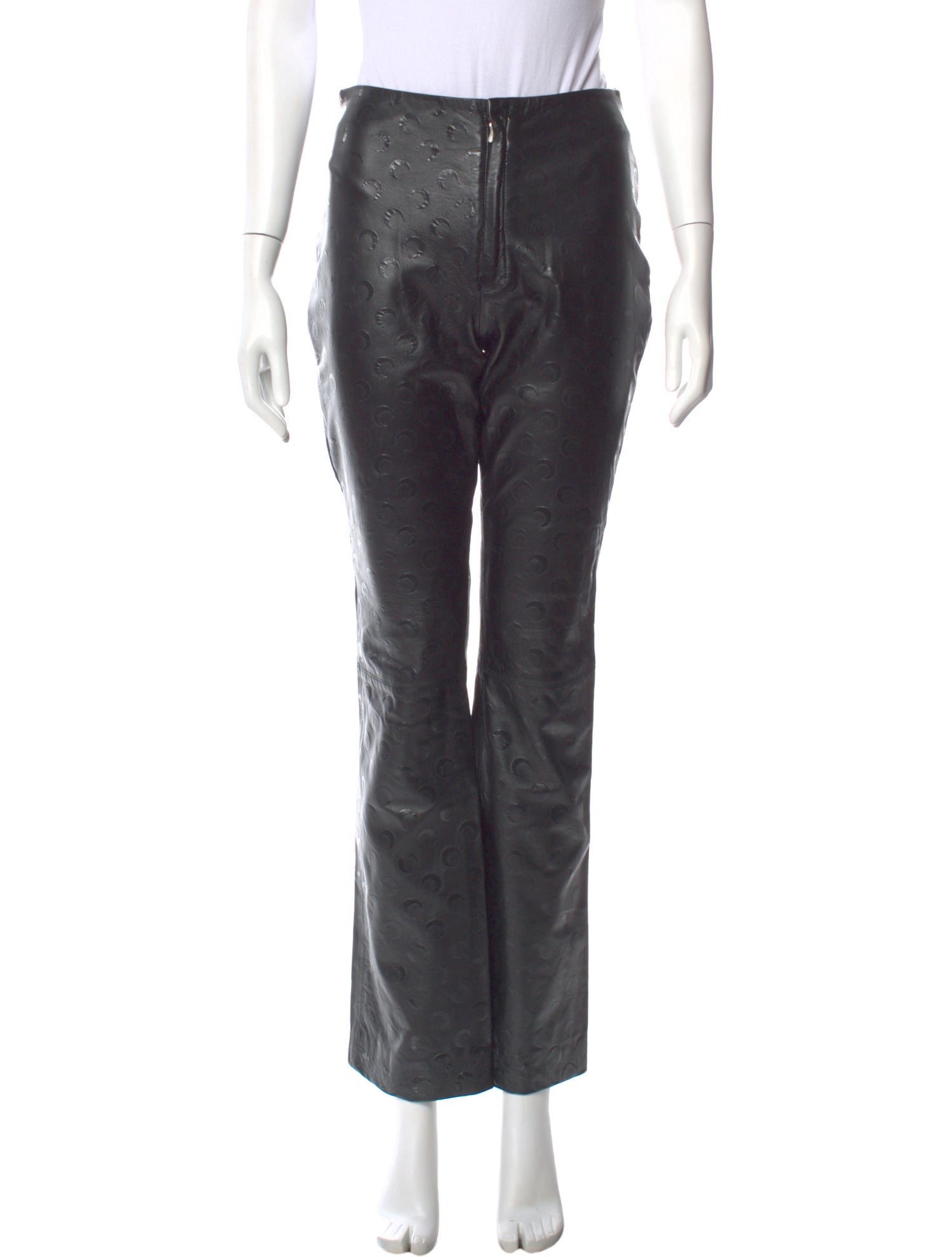 Marine Serre Leather Straight Leg Pants