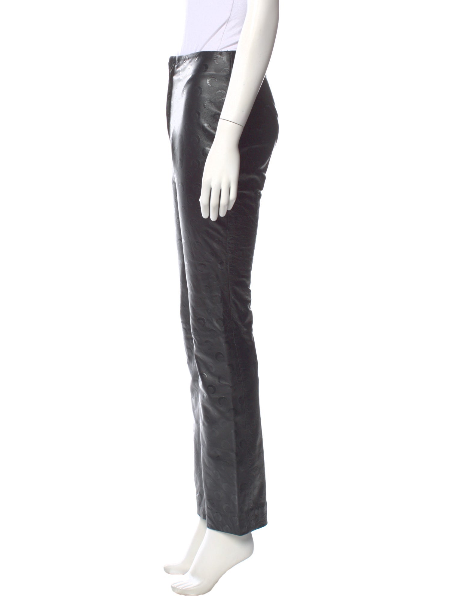 Marine Serre Leather Straight Leg Pants