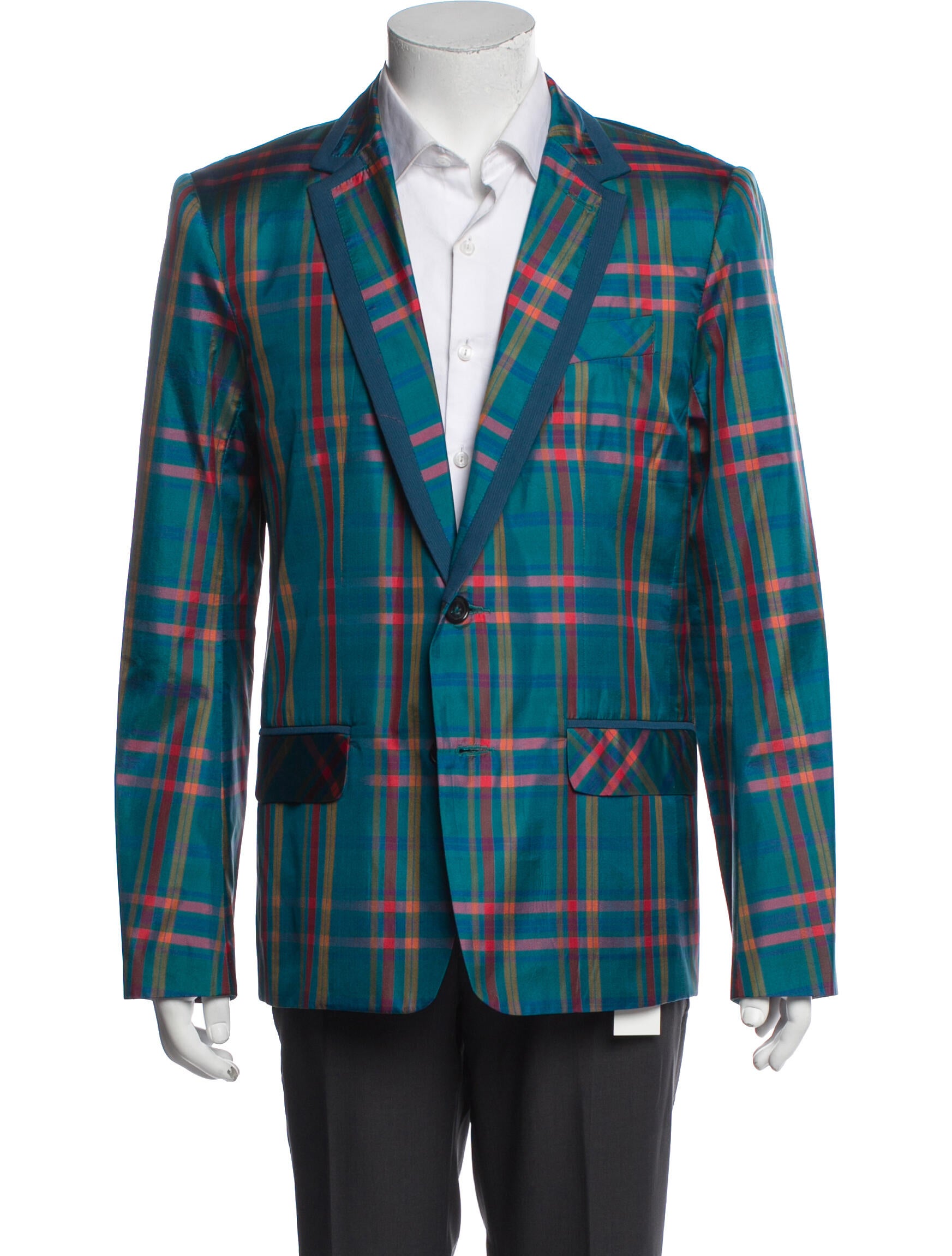 Mr. Turk Silk Plaid Print Peacoat w/ Tags