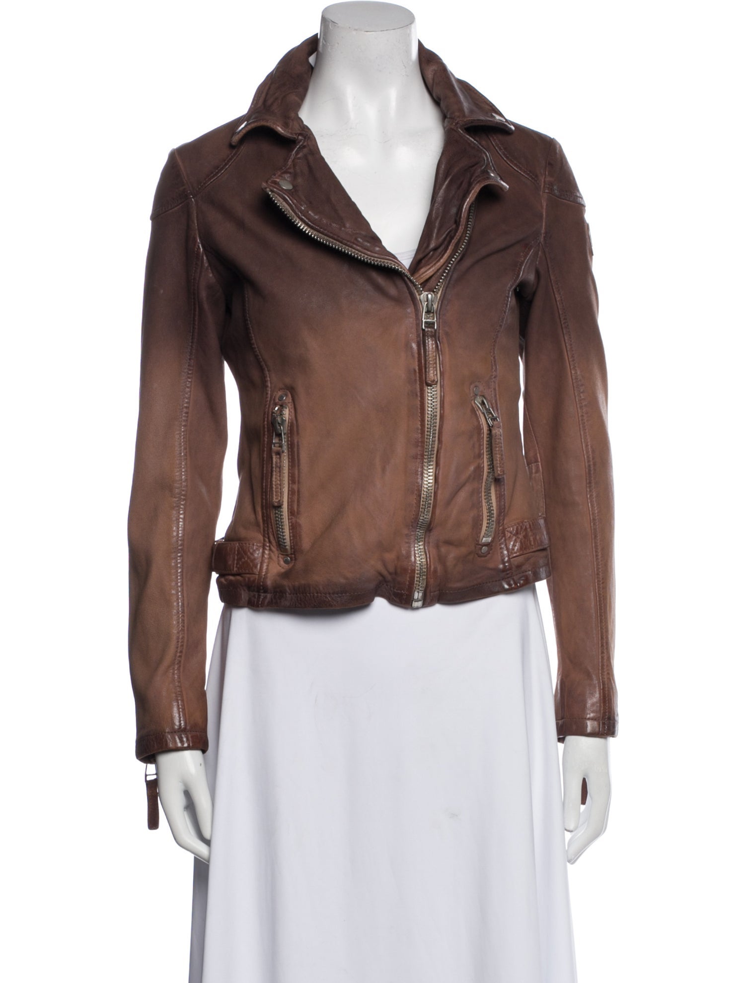 Mauritius Lamb Leather Biker Jacket w/ Tags
