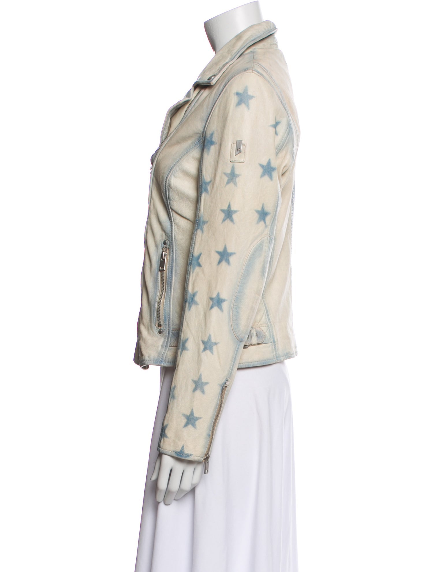 Mauritius Lamb Leather Tie-Dye Print Biker Jacket