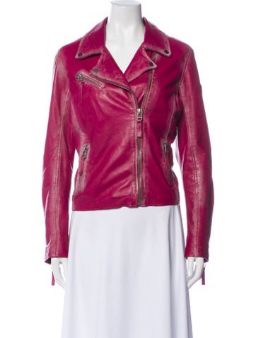 Pre-owned Mauritius Lamb Leather Biker Jacket