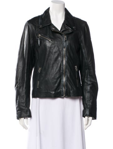 Pre-owned Mauritius Leather Biker Jacket In Green