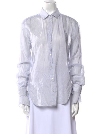 MRZ Striped Long Sleeve Button-Up Top