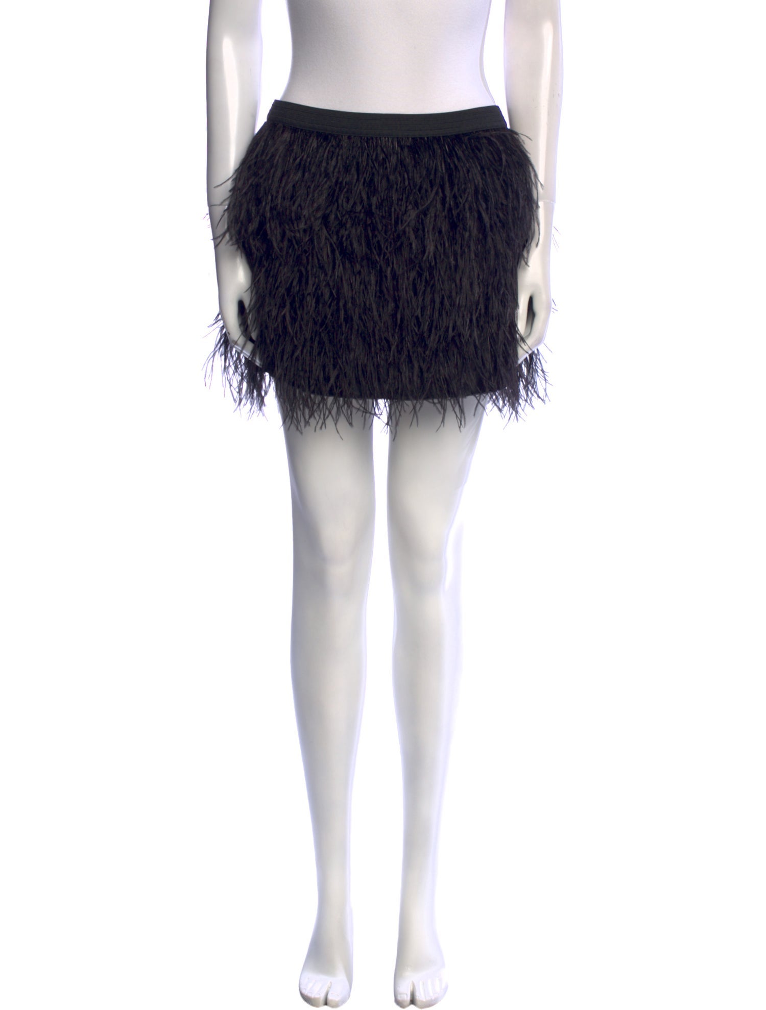 Mason Ostrich Feather Mini Skirt