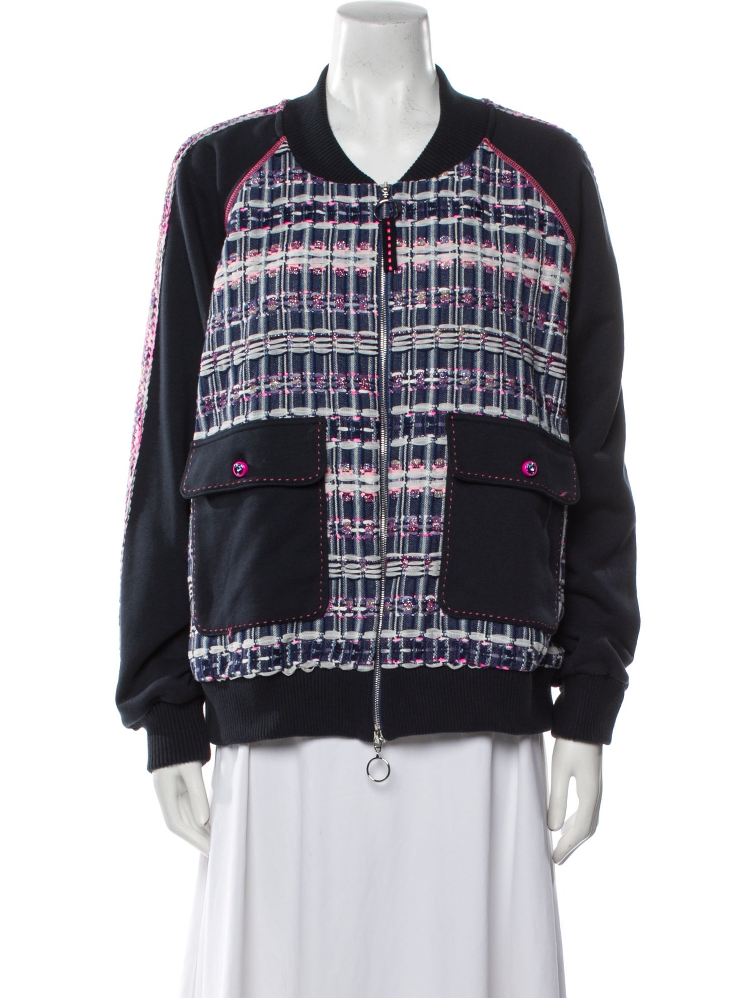 Maison Common Plaid Print Bomber Jacket