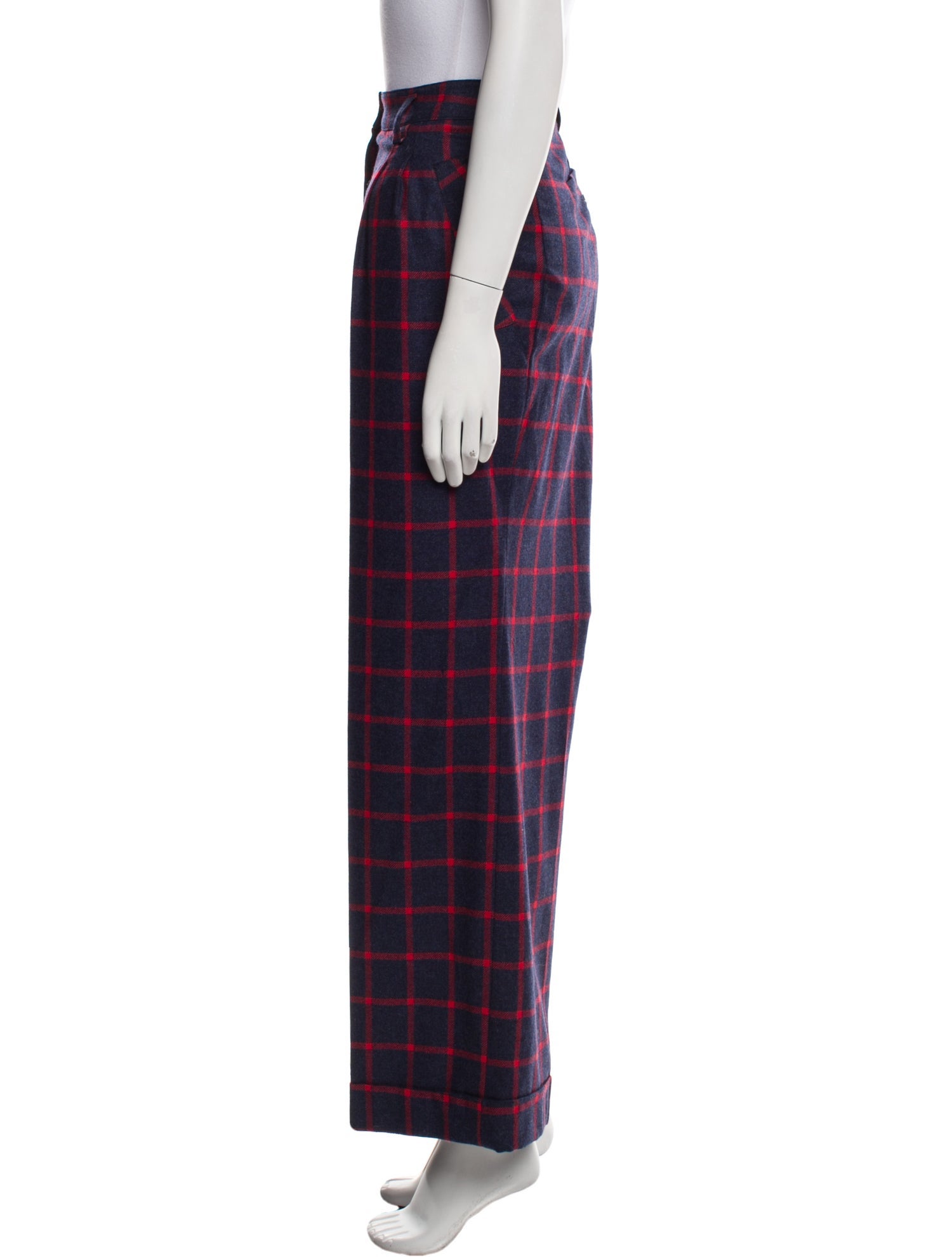 Maison Common Plaid Print Wide Leg Pants