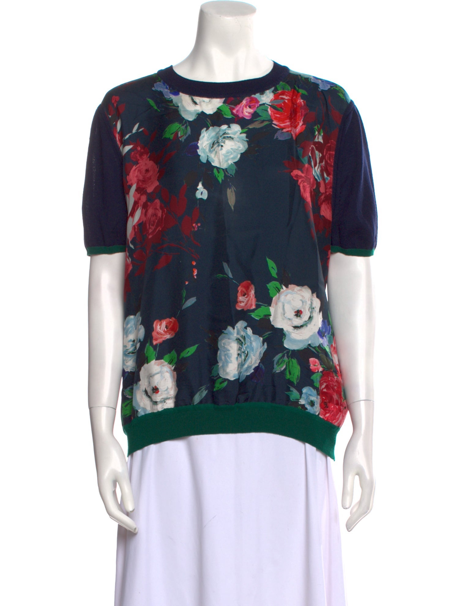 Maison Common Wool Floral Print T-Shirt