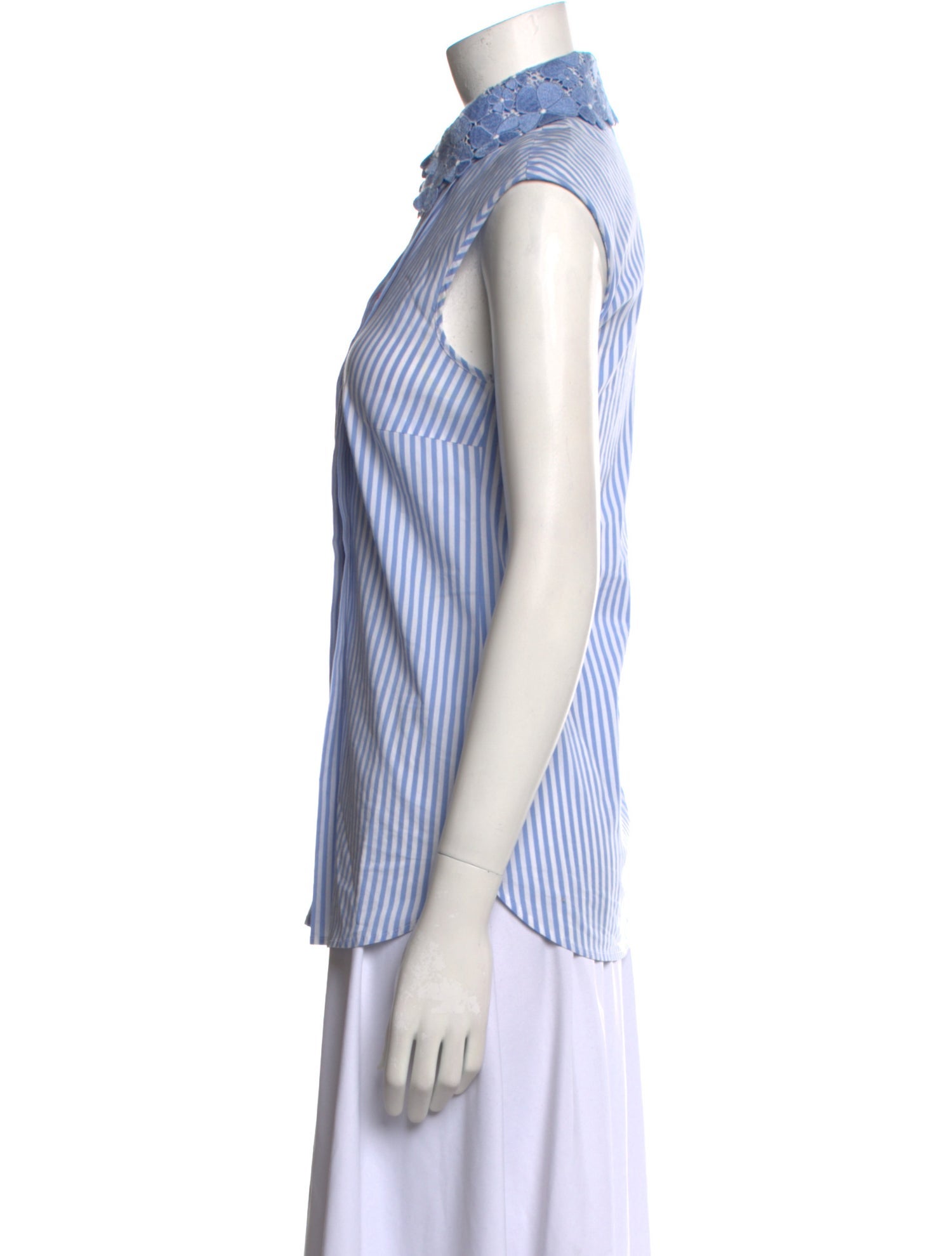 Maison Common Striped Sleeveless Button-Up Top w/ Tags