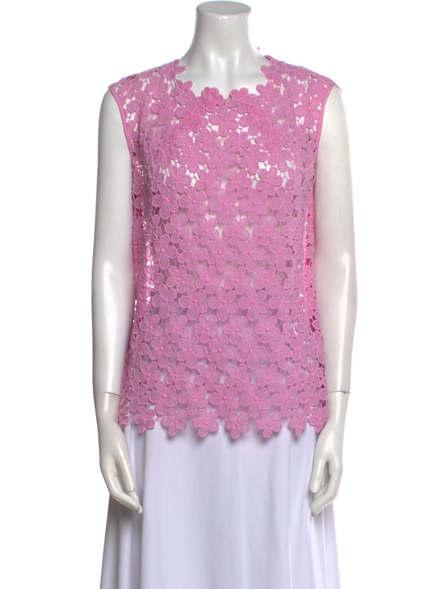 Maison Common Lace Pattern Crew Neck Top