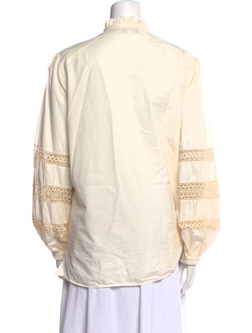 Maison Common Mock Neck Long Sleeve Button-Up Top