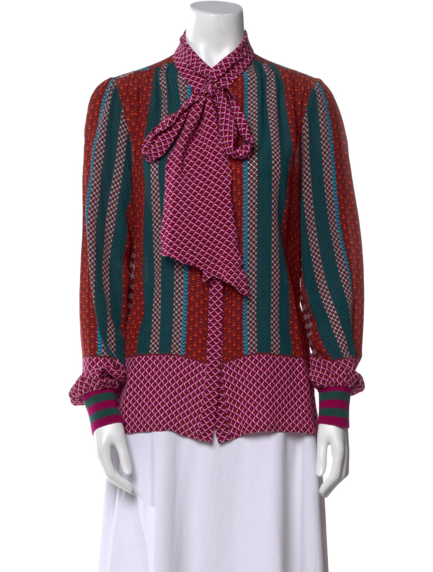 Maison Common Silk Printed Button-Up Top