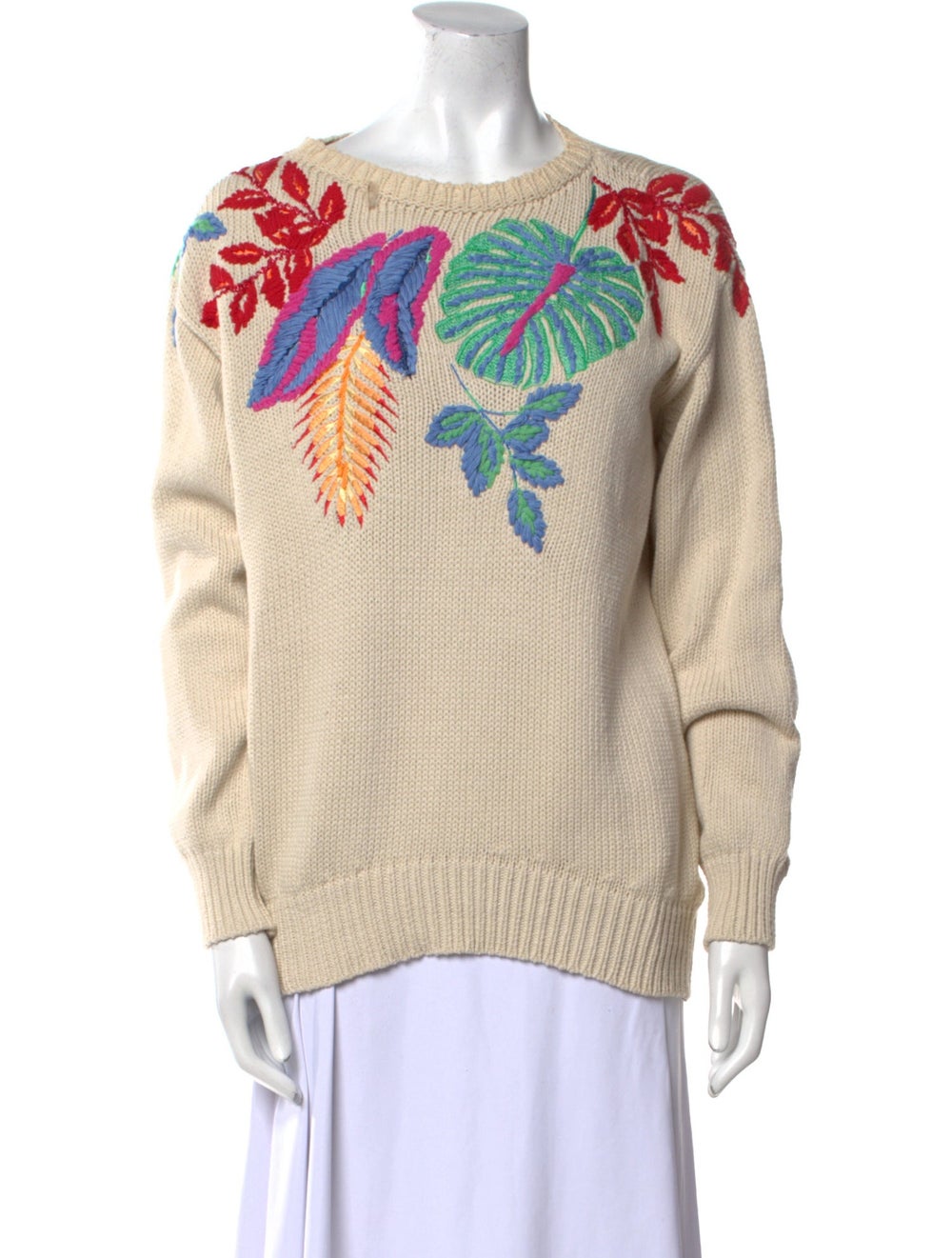 Maison Common Pullover Neutrals Printed Embroider… - image 1