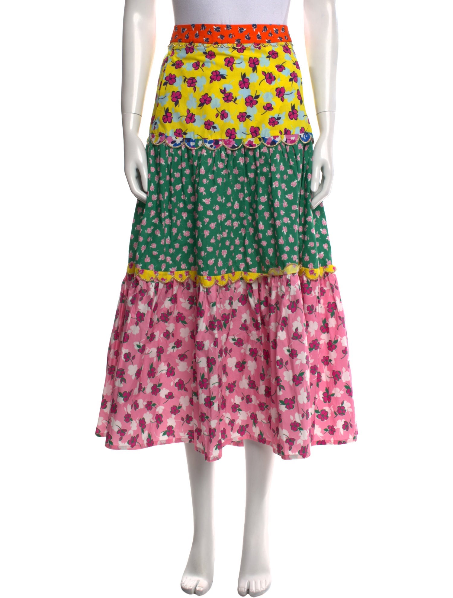 Maison Common Floral Print Midi Length Skirt w/ Tags