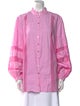 Maison Common Mock Neck Long Sleeve Button-Up Top