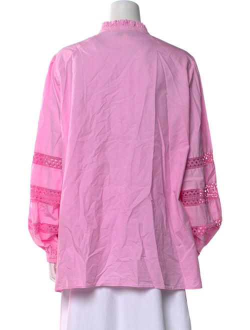 Maison Common Mock Neck Long Sleeve Button-Up Top