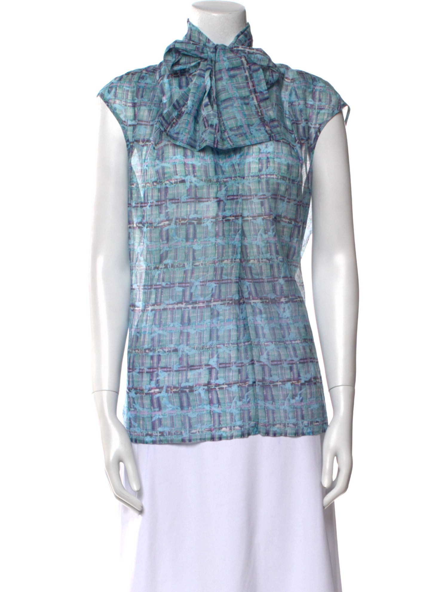 Maison Common Plaid Print Cowl Neck Blouse w/ Tags