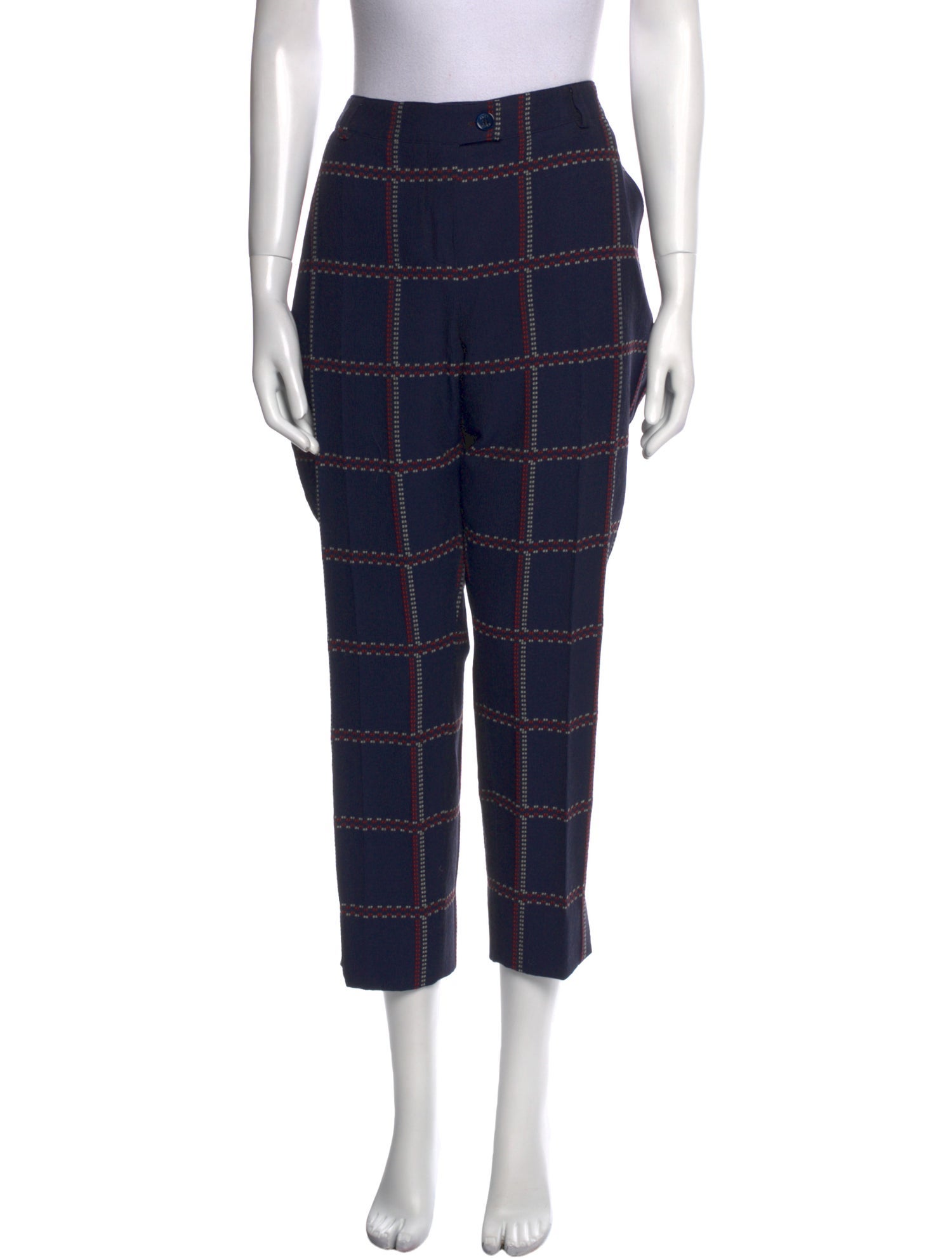 Maison Common Plaid Print Straight Leg Pants